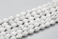 Natural Howlite- Barrel Shape-3 Sizes- Special Shape- Full Strand- 16 Inches Gemstone Beads