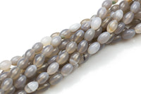 Natural Gray Agate- Barrel Shape-3 Sizes- Special Shape- Full Strand- 16 Inches Gemstone Beads