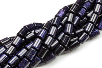 Natural Blue Gold Stone- Barrel Shape- 10*14mm-28 Pieces- Special Shape- Full Strand- 16 Inches Gemstone Beads