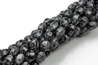 Natural Snowflake Obsidian- Lantern Shape- 10*14mm-28 Pieces- Special Shape- Full Strand- 16 Inches Gemstone Beads