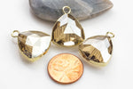 Champagne Crystal Wrapped In Gold Pendants Triangular Charm - 18mm. Champagne Wrapped Crystal