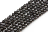 Natural Gray Black Obsidian, High Quality in Faceted Round Gemstone Beads