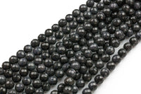 Natural Gray Black Obsidian, High Quality in Faceted Round Gemstone Beads