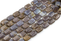 Natural Gray Agate-Puffy Rectangle- 13x18mm-Special Shape- Full Strand Gemstone Beads