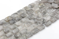 Natural Cloudy Quartz-Puffy Rectangle- 13x18mm-Special Shape- Full Strand Gemstone Beads