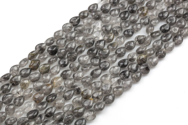 Natural Cloudy Quartz- Teardrop-8x10mm-Special Shape- Full Strand Gemstone Beads