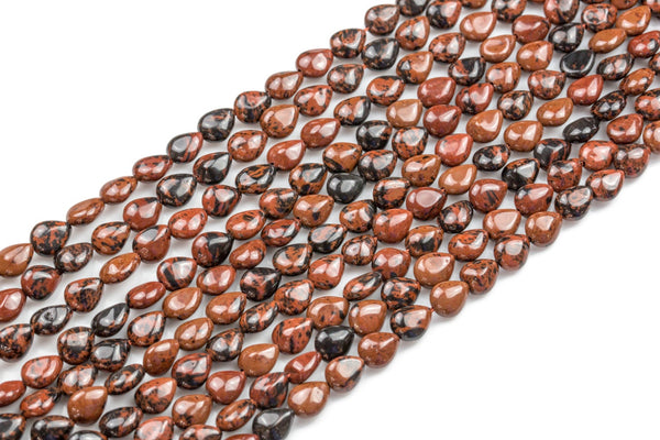 Natural Mahogany Jasper- Teardrop-8x10mm-Special Shape- Full Strand Gemstone Beads