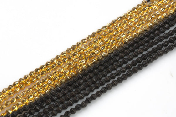 Laser Cut Gold and Gunmetal Copper Beads-Bicone- 4mm