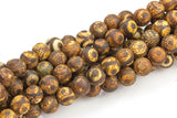 Natural Dzi Beads Dark Brown Eye Matt Round Beads 8mm 10mm. A Quality Full Strand Gemstone Beads