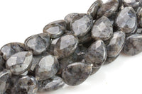 Natural Marble Labradorite- Faceted Teardrop-18x25mm and 12x18mm -Special Shape- Full Strand 15.5 inch Gemstone Beads