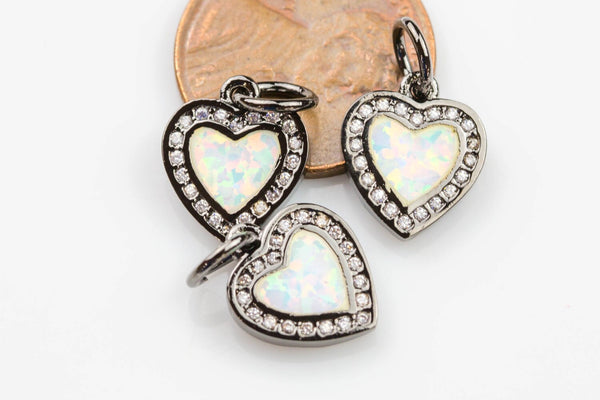 Tiny White Heart Charm Wrapped in Cz- Perfect for Chokers or Bracelets!