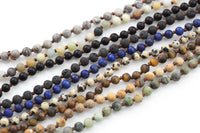 Long Skinny Knotted - Preknotted Necklace- Assorted Gemstones 4mm- 36 inches Long- Ready to wear- Long Necklace