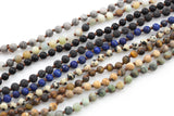 Long Skinny Knotted - Preknotted Necklace- Assorted Gemstones 4mm- 36 inches Long- Ready to wear- Long Necklace