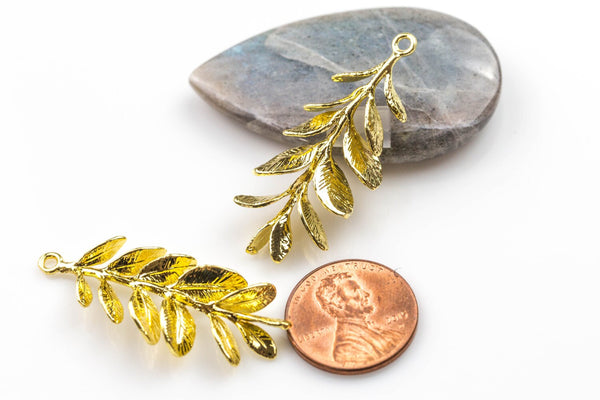 Brushed Gold Leaf Branch Size- Pendants- High Quality- 40*16mm- 1 piece per order- Nice and Light