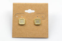 Square Sterling Silver Earring- Stud- Gold or Gunmetal- High Quality Micro Pave-Dainty and Light-0151