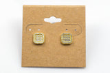 Square Sterling Silver Earring- Stud- Gold or Gunmetal- High Quality Micro Pave-Dainty and Light-0151