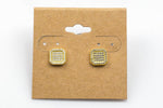 Square Sterling Silver Earring- Stud- Gold or Gunmetal- High Quality Micro Pave-Dainty and Light-0151