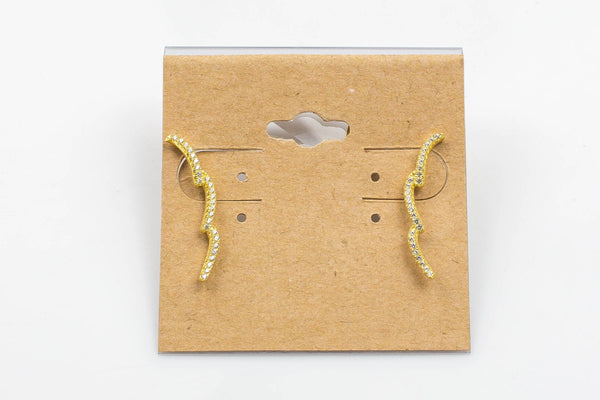 Feather Sterling Silver Earring- Ear Wire Style- Crawler Earing- Gold or Gunmetal- High Quality Micro Pave-Dainty and Light-0395