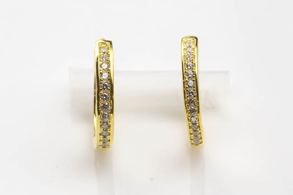 Huggie Hoop Earing- Sterling Silver Earring-Stud Earing Style- Gold or Gunmetal- High Quality Micro Pave-Dainty and Light-2571