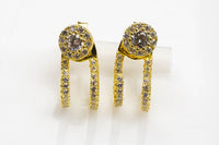 Ear Jacket- Sterling Silver Earring-Stud Earing Style- Gold or Gunmetal- High Quality Micro Pave-Dainty and Light-0279