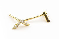Chevron Symbol- Sterling Silver Earring-Stud Earing Style- Gold or Gunmetal- High Quality Micro Pave-Dainty and Light-636