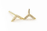 Chevron Symbol- Sterling Silver Earring-Stud Earing Style- Gold or Gunmetal- High Quality Micro Pave-Dainty and Light-636