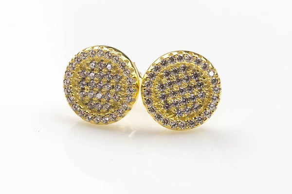 Stud-Large Size- Sterling Silver Earring-Stud Earing Style- Gold or Gunmetal- High Quality Micro Pave-Dainty and Light-153