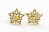 Starburst- Sterling Silver Earring-Stud Earing Style- Gold or Gunmetal- High Quality Micro Pave-Dainty and Light-2484