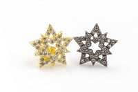 Starburst- Sterling Silver Earring-Stud Earing Style- Gold or Gunmetal- High Quality Micro Pave-Dainty and Light-2484