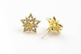 Starburst- Sterling Silver Earring-Stud Earing Style- Gold or Gunmetal- High Quality Micro Pave-Dainty and Light-2484