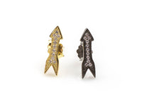 Arrow- Sterling Silver Earring-Stud Earing Style- Gold or Gunmetal- High Quality Micro Pave-Dainty and Light-0632