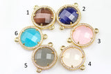 18mm Coin Shaped Crystal Bezzeled With CZ- Connector
