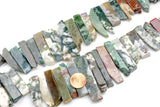 Natural Graduated Strand of Ocean Jasper Stick Beads - 14"-16" Strand (Apx 37 Beads) -10mm x 25-50mm Gemstone Beads