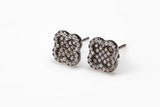 Clover Sterling Silver Earring-Stud Earing Style- Gold or Gunmetal- High Quality Micro Pave-Dainty and Light-q217