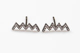Zig Zag Crawler- Sterling Silver Earring-Stud Earing Style- Gold or Gunmetal- High Quality Micro Pave-Dainty and Light-2368