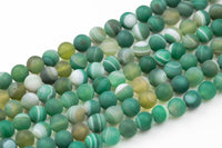 Natural Green Matt Banded Gray Agate, High Quality in Matt Round, 6mm, 8mm, 10mm -Full Strand 15.5 inch Strand Gemstone Beads