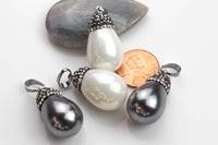 Teardrop Mother of Pearl Paved in Crystal- Pendant or Charm!