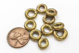 Ethiopian African Brass Hammered Spacer, Rondelle- 10mm 12mm- Hand Made- 10 Pieces per Order