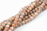 Natural Pink Moonstone Sunstone Beads Matte Round Beads - A Quality Full Strand, 6mm 8mm 10mm 12mm 15.5 - 16" AAA Quality AAA Quality