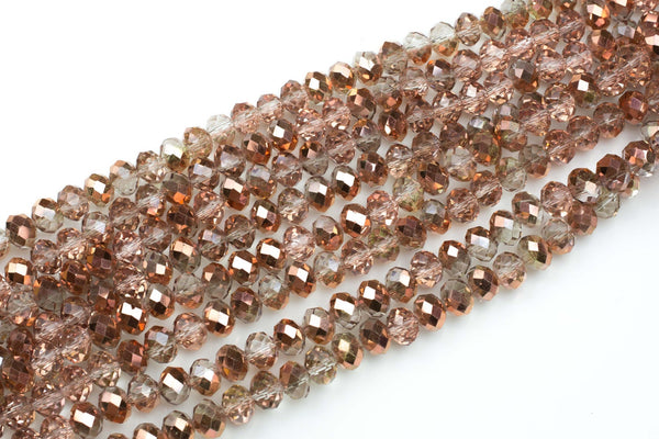 4mm 6mm 8mm 10mm Half Rose Gold color Rondelle-5 or 10 STRAND