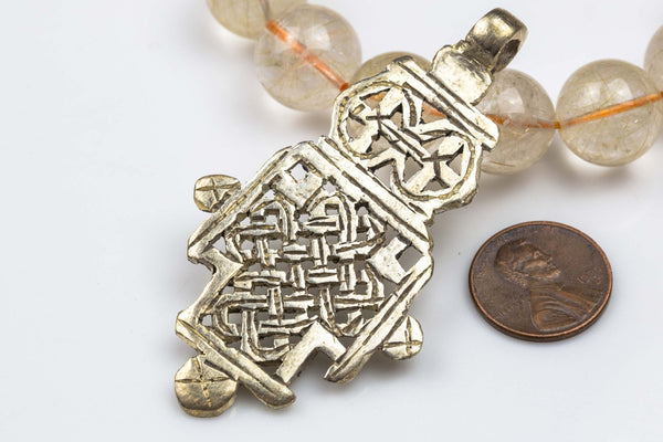 Hand-made Ethiopian Cross, Small Size-White Metal Color- Hand Made Intricate Detail!!!!- Medium Size Made in Africa.