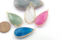 Assorted Gemstone Long Teardrops Teardrop - 17*33mm- 1 pc