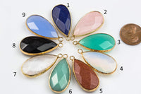 Assorted Gemstone Long Teardrops Teardrop - 17*33mm- 1 pc