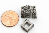 HEAVY HEMATITE-Diamond Metal Squaredelle Pave-- High Quality-- 5 pcs per order-- 8mm and 10mm