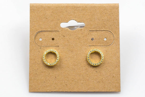 Circle Sterling Silver Earring- Stud- Gold or Gunmetal- High Quality Micro Pave-Dainty and Light-2183