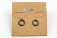 Circle Sterling Silver Earring- Stud- Gold or Gunmetal- High Quality Micro Pave-Dainty and Light-2183