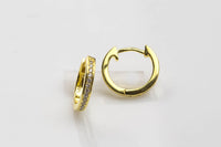 Huggie Hoop Earing- Sterling Silver Earring-Stud Earing Style- Gold or Gunmetal- High Quality Micro Pave-Dainty and Light-2571