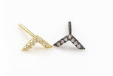 Chevron Symbol- Sterling Silver Earring-Stud Earing Style- Gold or Gunmetal- High Quality Micro Pave-Dainty and Light-636