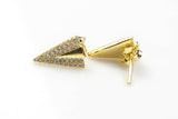 Triangle- Sterling Silver Earring-Stud Earing Style- Gold or Gunmetal- High Quality Micro Pave-Dainty and Light-2503