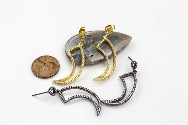 Cz Earring stud with Tusk Drop